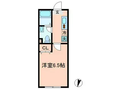 フェリシア横濱希望ヶ丘(1K/2階)の間取り写真