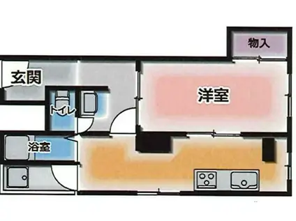 丸山ビル(1DK/5階)の間取り写真