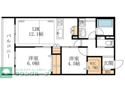 LA MAISON 千年(2LDK/4階)の間取り写真