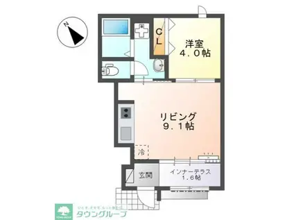 宮前区有馬8丁目アパート(1LDK/1階)の間取り写真