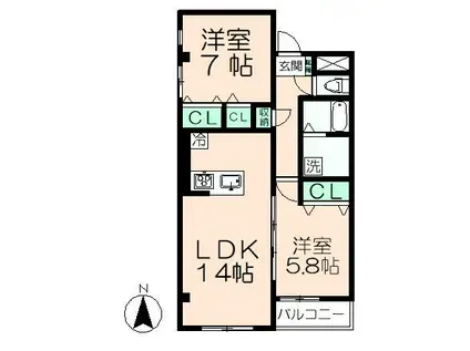 ブランメゾン(2LDK/2階)の間取り写真
