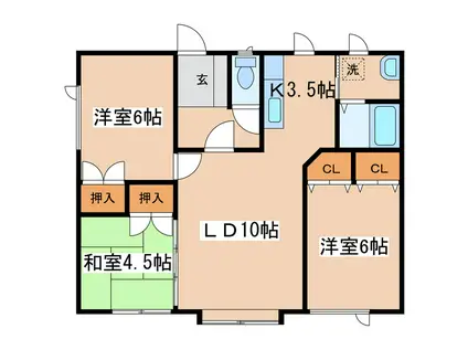 ルネッサンス柏木A(3LDK/1階)の間取り写真