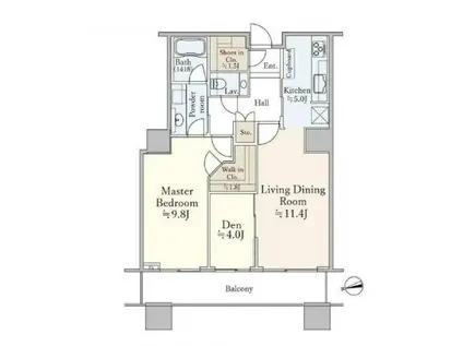 白金タワー(1SLDK/34階)の間取り写真