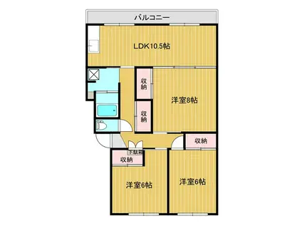 プレジデント北見(3LDK/2階)の間取り写真