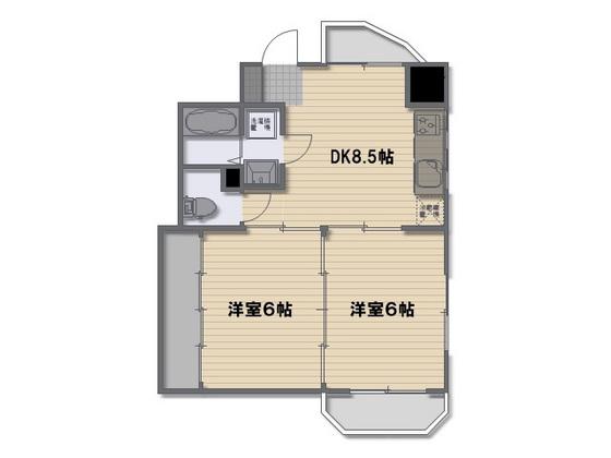 サンライズ舟入川口ビル(2DK/5階)の間取り写真