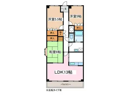 マンション渚(3LDK/2階)の間取り写真