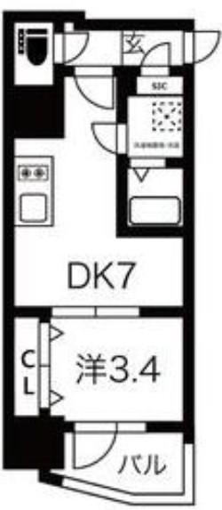 エスリードレジデンス大阪福島フロント(1DK/2階)の間取り写真
