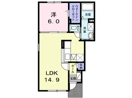 コンフォートV A(1LDK/1階)の間取り写真