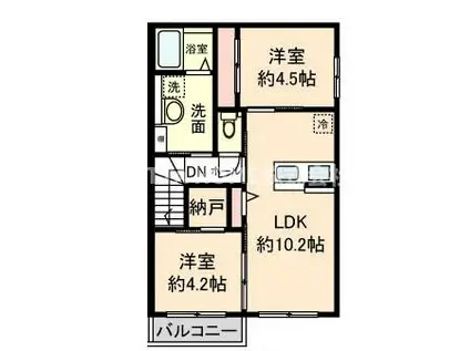 CASA UNO(2LDK/2階)の間取り写真