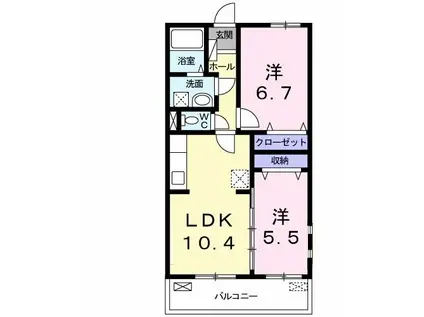 アサヒ・レジデンス I(2LDK/3階)の間取り写真