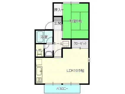 パルム壱番館(1LDK/1階)の間取り写真