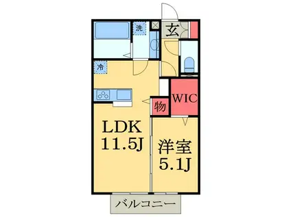 D-ROOM イースト(1LDK/1階)の間取り写真