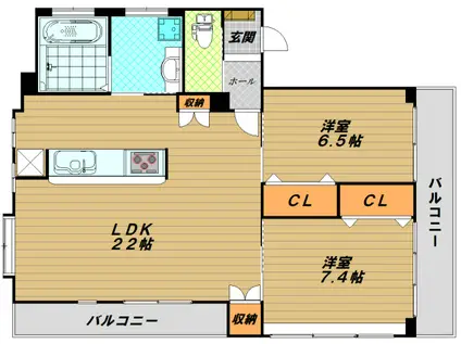 中路ビル(2LDK/3階)の間取り写真
