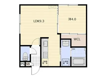 CROSS ROAD住吉(1LDK/1階)の間取り写真