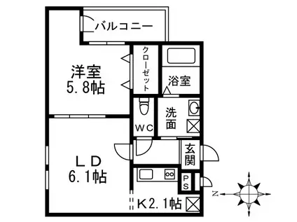 フジパレス岩田町I番館(1LDK/2階)の間取り写真