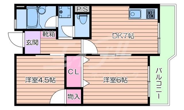 リバーパークアイワ(2DK/3階)の間取り写真
