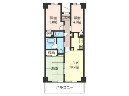 アゼリアハイム高松(3LDK/3階)の間取り写真