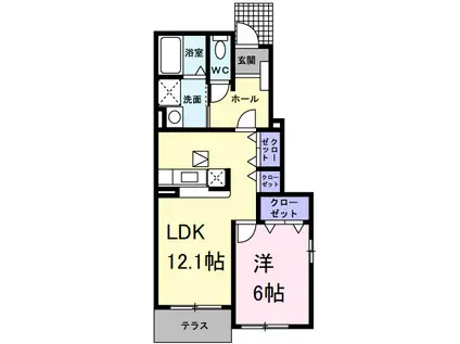 サンリット I(1LDK/1階)の間取り写真
