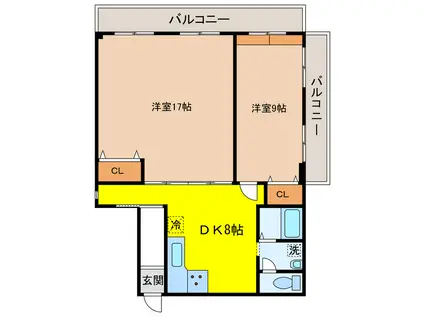 タウン羽島(2DK/3階)の間取り写真