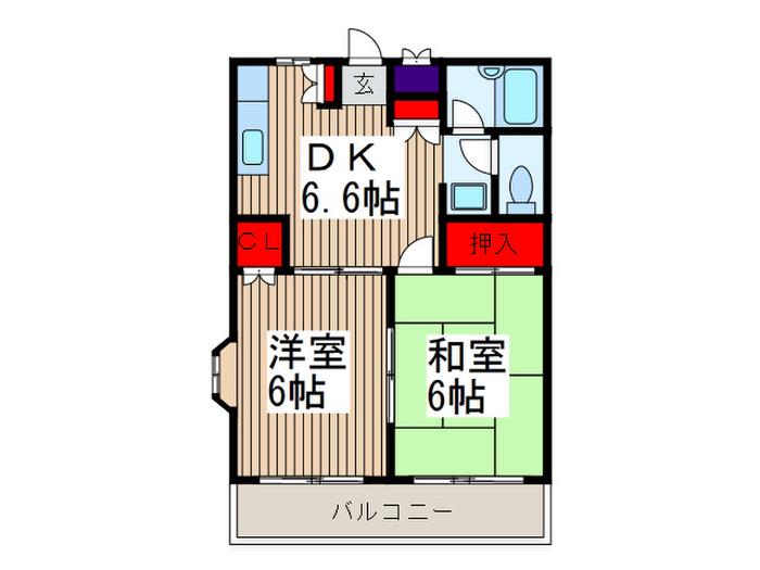 ベルメゾンオオノ(2DK/1階)の間取り写真