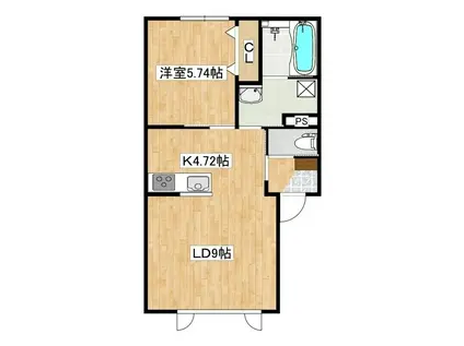 エスペラーレ(1LDK/1階)の間取り写真