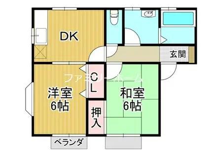 コーポ グリーンヒルズ(2DK/2階)の間取り写真