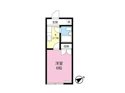 ニシキハイツ(1K/2階)の間取り写真