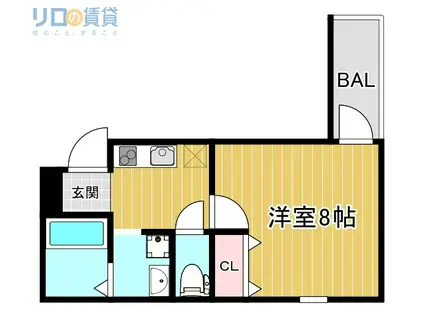 フジパレス豊里中央公園南II番館(1K/1階)の間取り写真