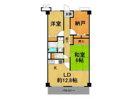 ヴィオレット宝塚(2SLDK/4階)の間取り写真