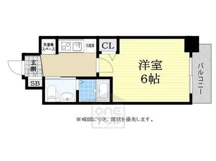 エグゼ弁天町(1K/3階)の間取り写真