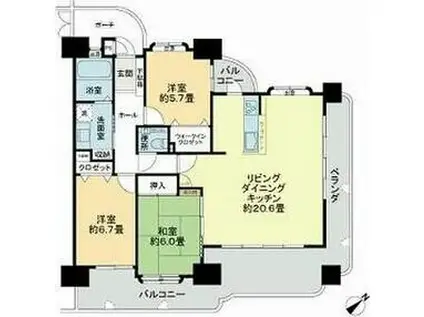 シティライフ西原(3LDK/6階)の間取り写真