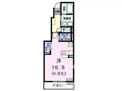 グランツ(ワンルーム/1階)の間取り写真