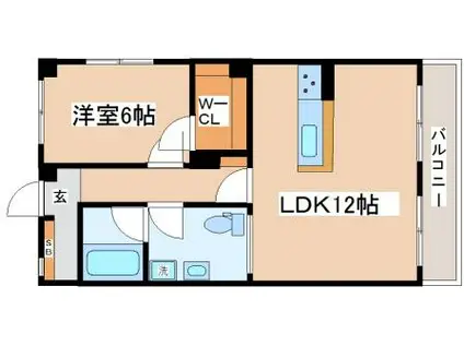 レジデンス向陽(1LDK/5階)の間取り写真