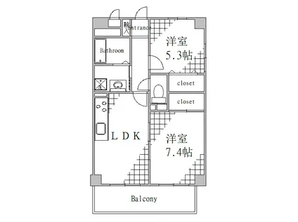 ウイングスハイ亀戸(2LDK/7階)の間取り写真