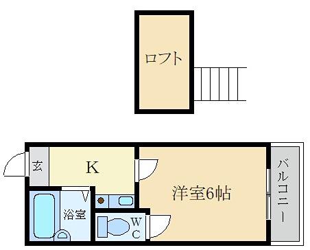 MAYUMIハイツ枚方12番館上島東町(ワンルーム/1階)の間取り写真