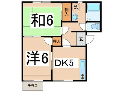 フレグランスマルヤマ B棟(2DK/1階)の間取り写真