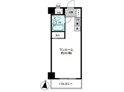 中銀亀戸マンシオン(ワンルーム/3階)の間取り写真
