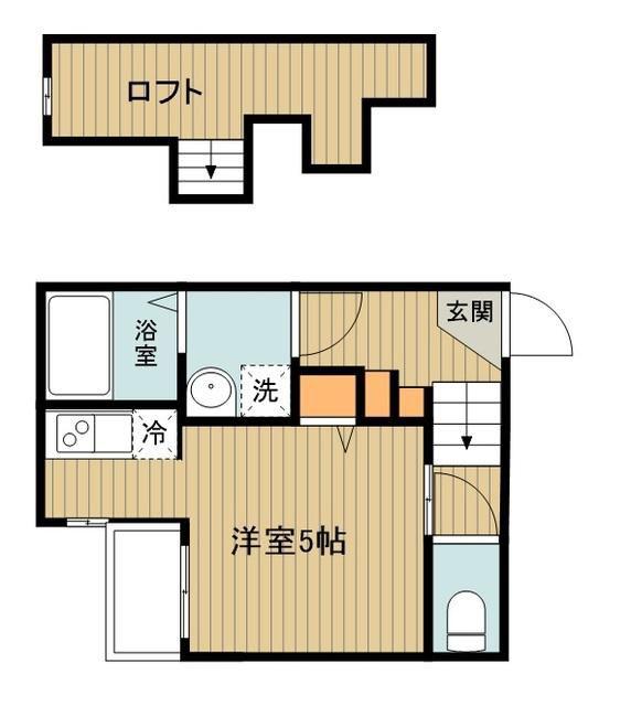 CB川越カローレ(1K/2階)の間取り写真
