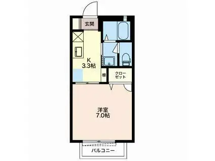 KIRSCHEN HAUS(1K/2階)の間取り写真