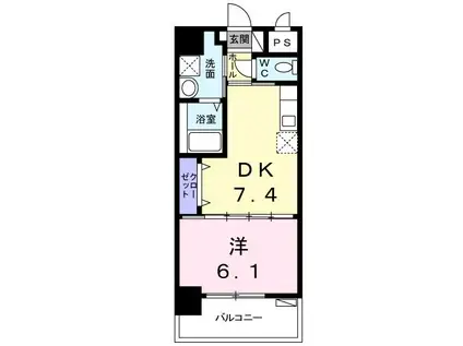 メゾンドソレイユ(1DK/5階)の間取り写真
