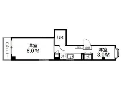 メゾンナバタ一番町(2K/3階)の間取り写真