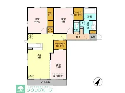 ルアナ姉崎(3LDK/2階)の間取り写真