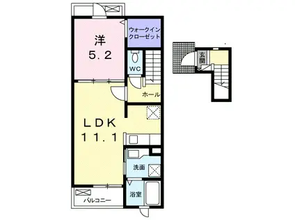 ルネサス大和A(1LDK/2階)の間取り写真