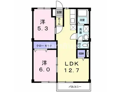 ニューシティカズミ(2LDK/2階)の間取り写真