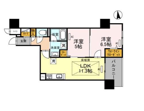 IBC RESIDENCE ウエスト(2LDK/6階)の間取り写真