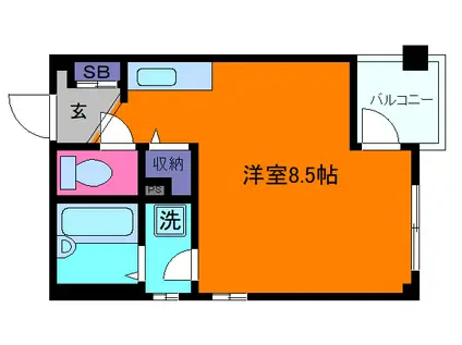 KYコート(ワンルーム/1階)の間取り写真