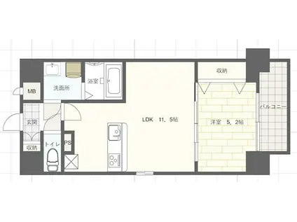 MISTRAL姫路駅前V(1LDK/8階)の間取り写真