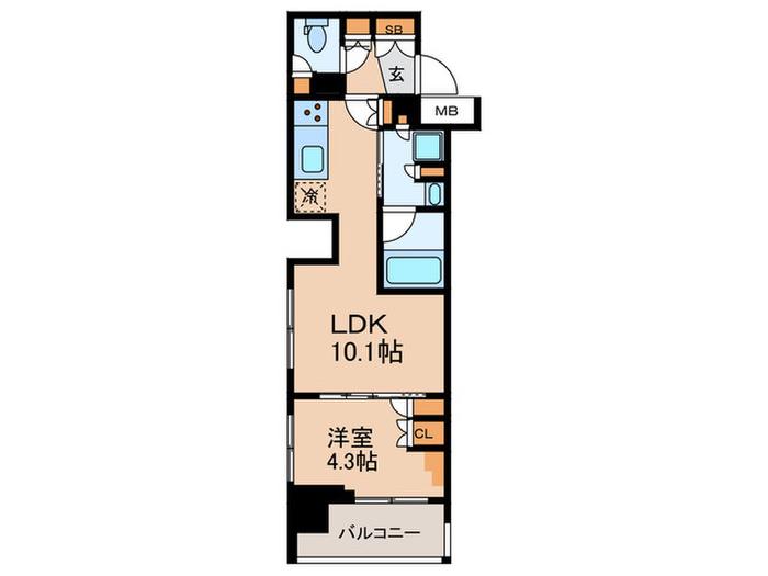 ルフォンプログレ品川戸越(1LDK/9階)の間取り写真