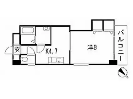 クレセールフルタ(1DK/2階)の間取り写真