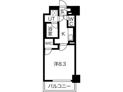 レガリア(1K/4階)の間取り写真